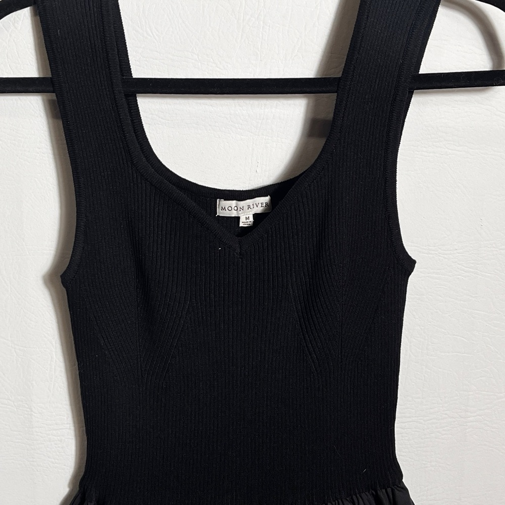 Moon River Black Mixed Media Maxi Dress M - Picture 7 of 11